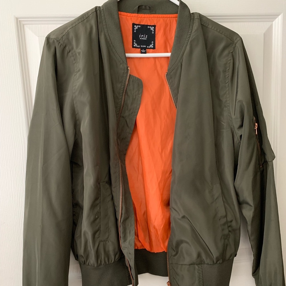 Olive green bomber jacket